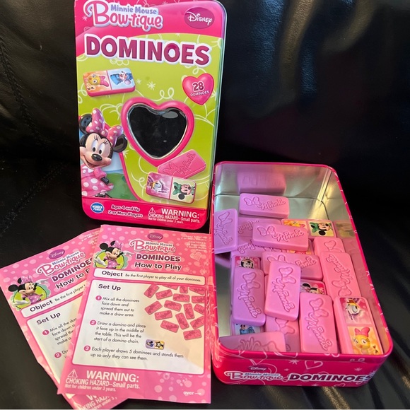 Minnie Mouse Bow-tique Dominoes game with tin box and instructions - Picture 1 of 5